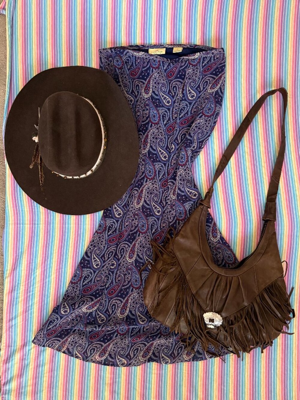 Y2K Vintage Paisley Blue/Purple Maxi Skirt Limited America Size 8 Made in Italy